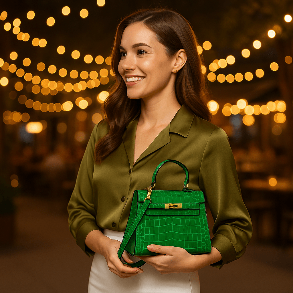 Genuine Leather Crocodile Pattern Shoulder Bag - SensorySoft