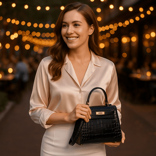 Genuine Leather Crocodile Pattern Shoulder Bag - SensorySoft