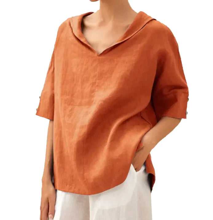 Women's Loose Cotton and Linen Shirt