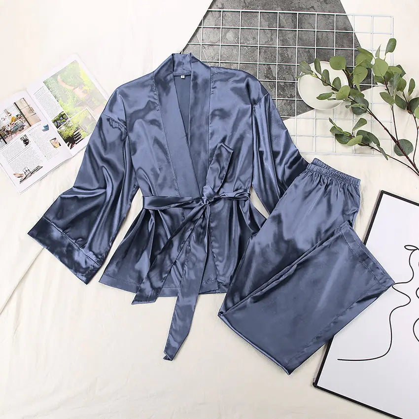 Sleek Robe and Pleated Pants Set