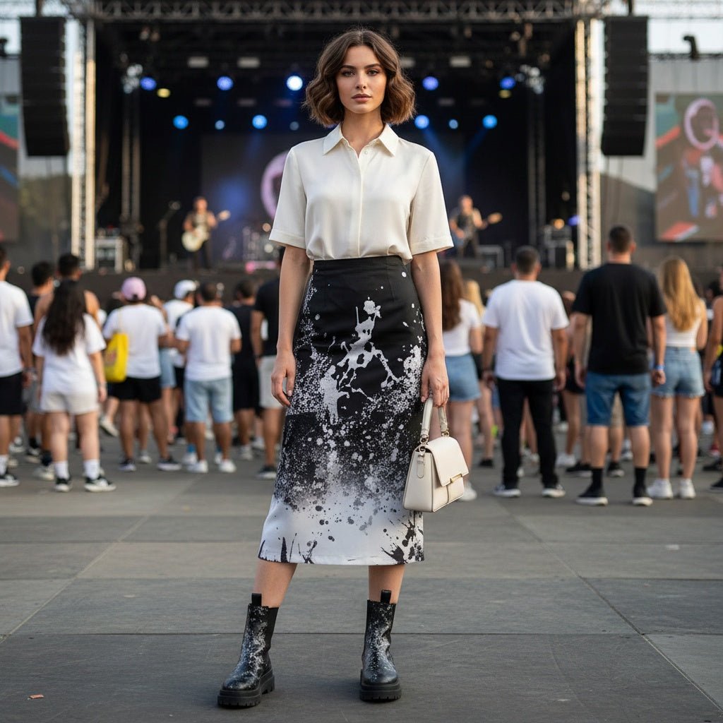 Gradient Blooming Ink - splashing Printed Skirts for Women - SensorySoftShop