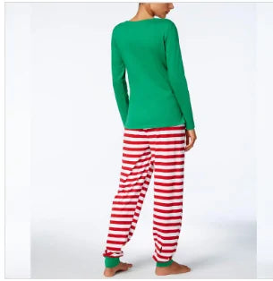 Christmas Pajamas Sets Striped Cartoon Print - NO25