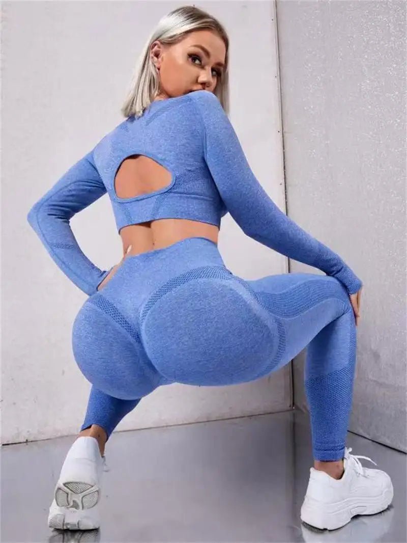Gym 2 - Piece High Waist Seamless Fitness Leggings - SensorySoftShop