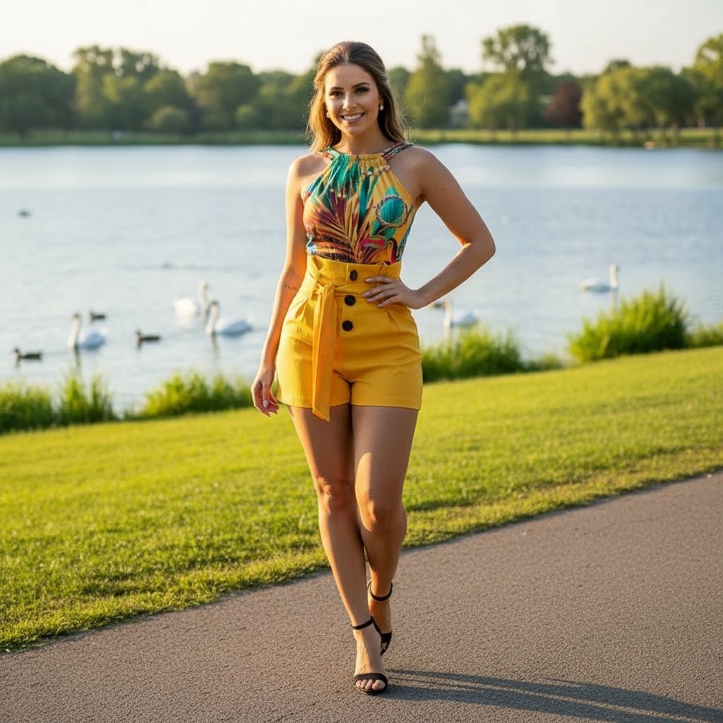 High - Waisted Fashionable Women's Beach Shorts - SensorySoftShop