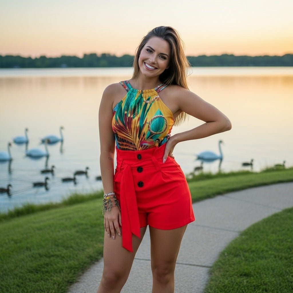 High - Waisted Fashionable Women's Beach Shorts - SensorySoftShop