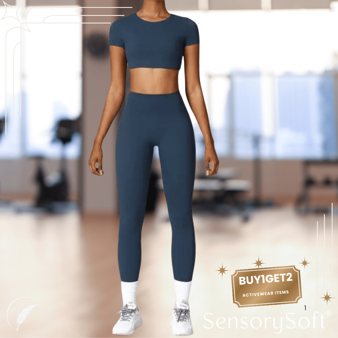 HIIT Leggings and Matching Short Sleeve Tops Workout Set - SensorySoft