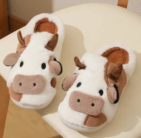 Home Cartoon Cow Fur Cotton Slippers - SensorySoft