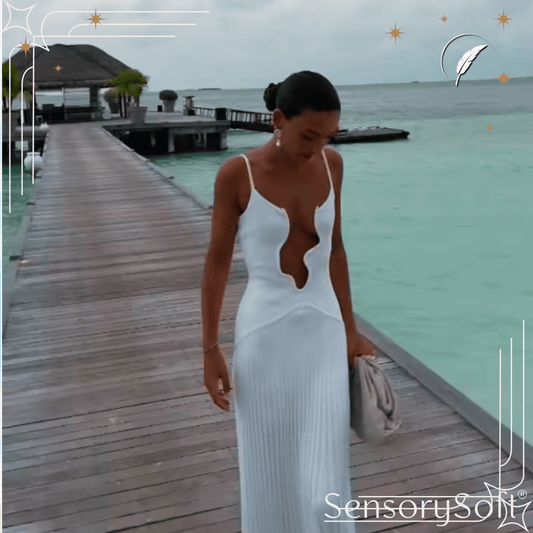 Irregular Wave Hollow Out Sexy Long Dress - SensorySoft