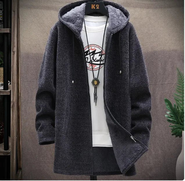 Jacket plus fleece hooded sweater coat men - SensorySoft