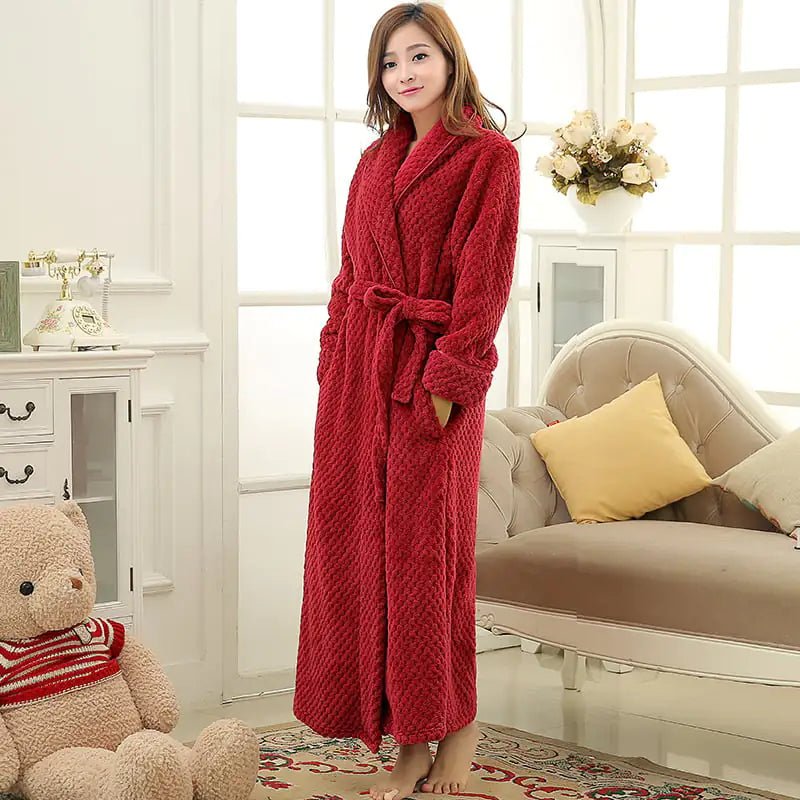 Jacquard Coral Velvet Long Ladies Bathrobe - SensorySoft
