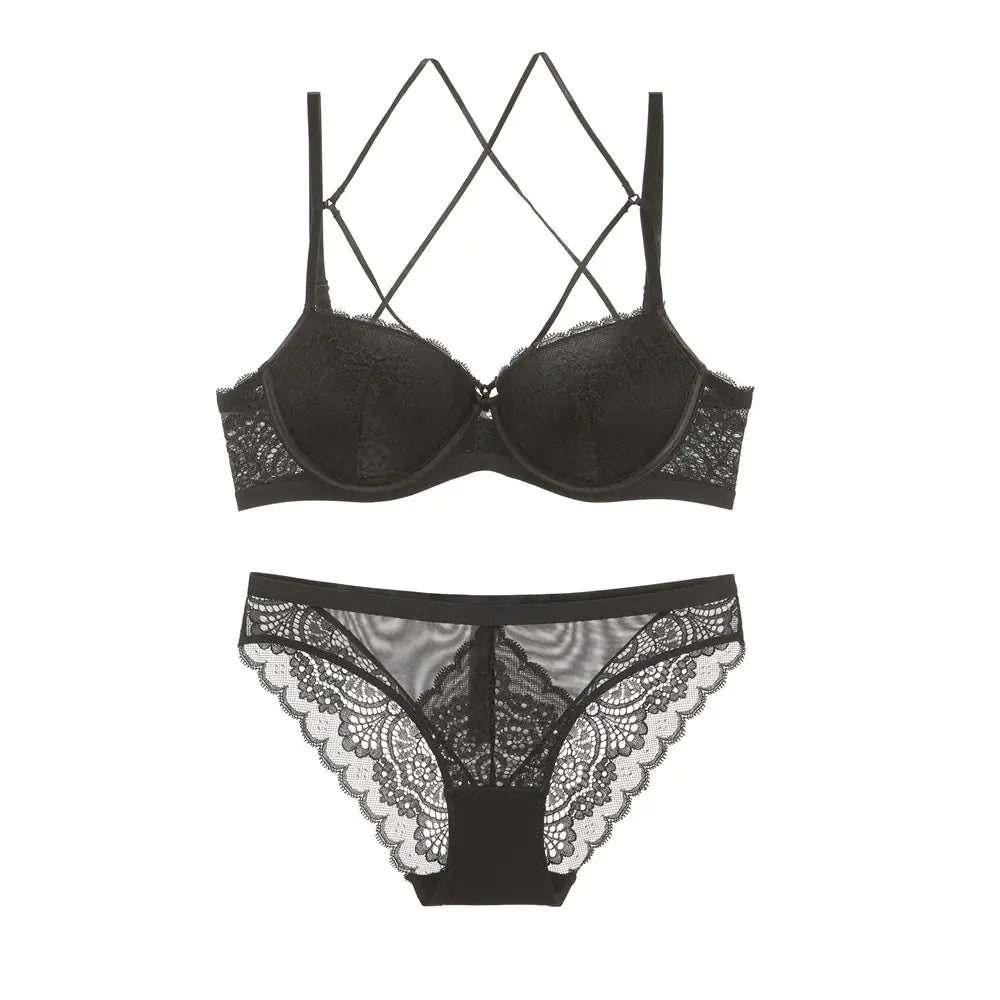 Lace Embroidered Bra and Lingerie Set - SensorySoftShop