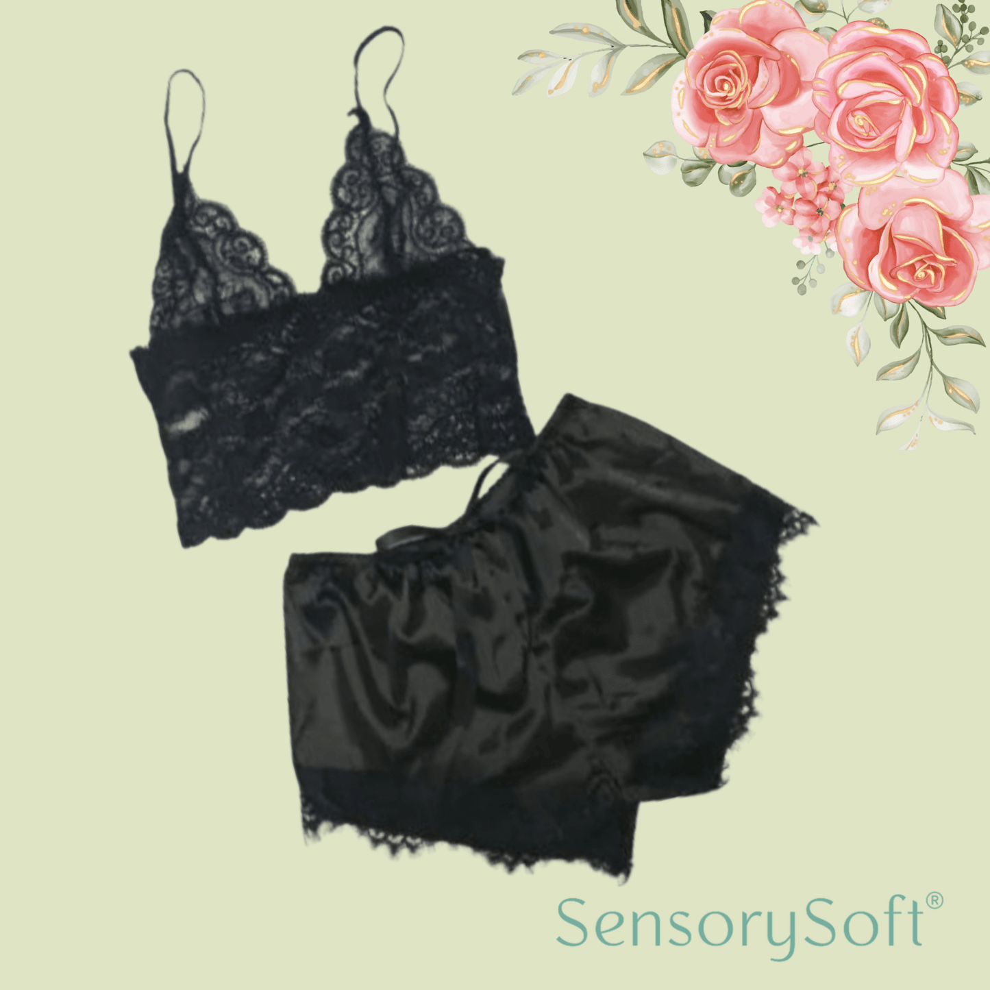 Lace Satin Sleepwear Set - SensorySoftShop