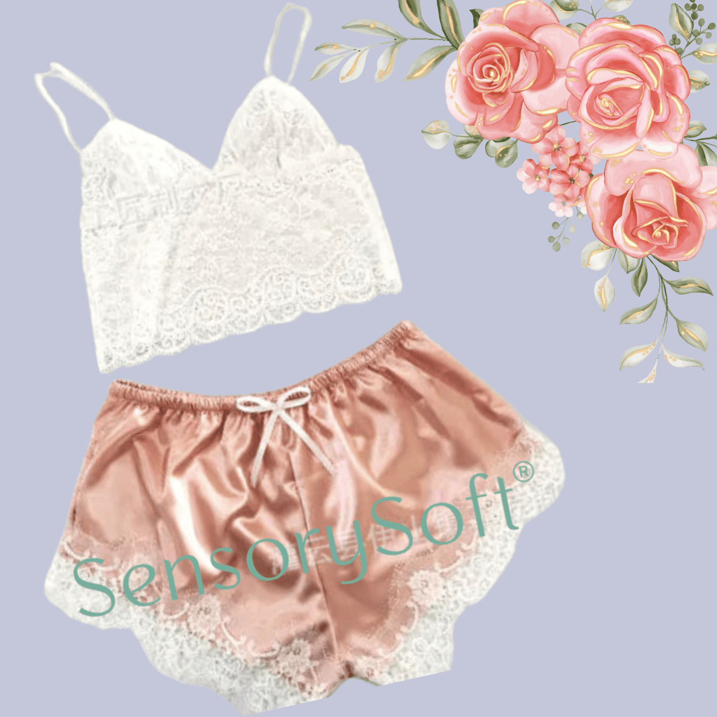 Lace Satin Sleepwear Set - SensorySoftShop
