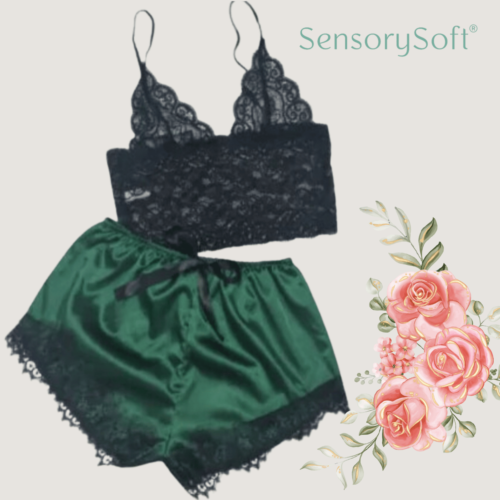Lace Satin Sleepwear Set - SensorySoftShop