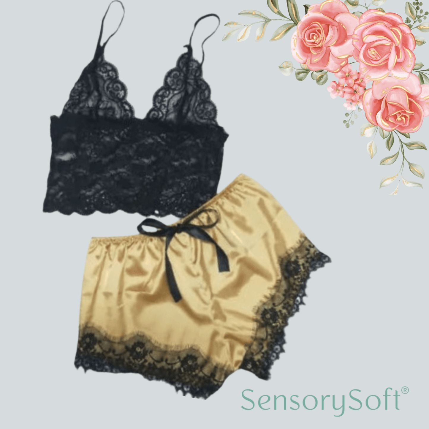 Lace Satin Sleepwear Set - SensorySoftShop