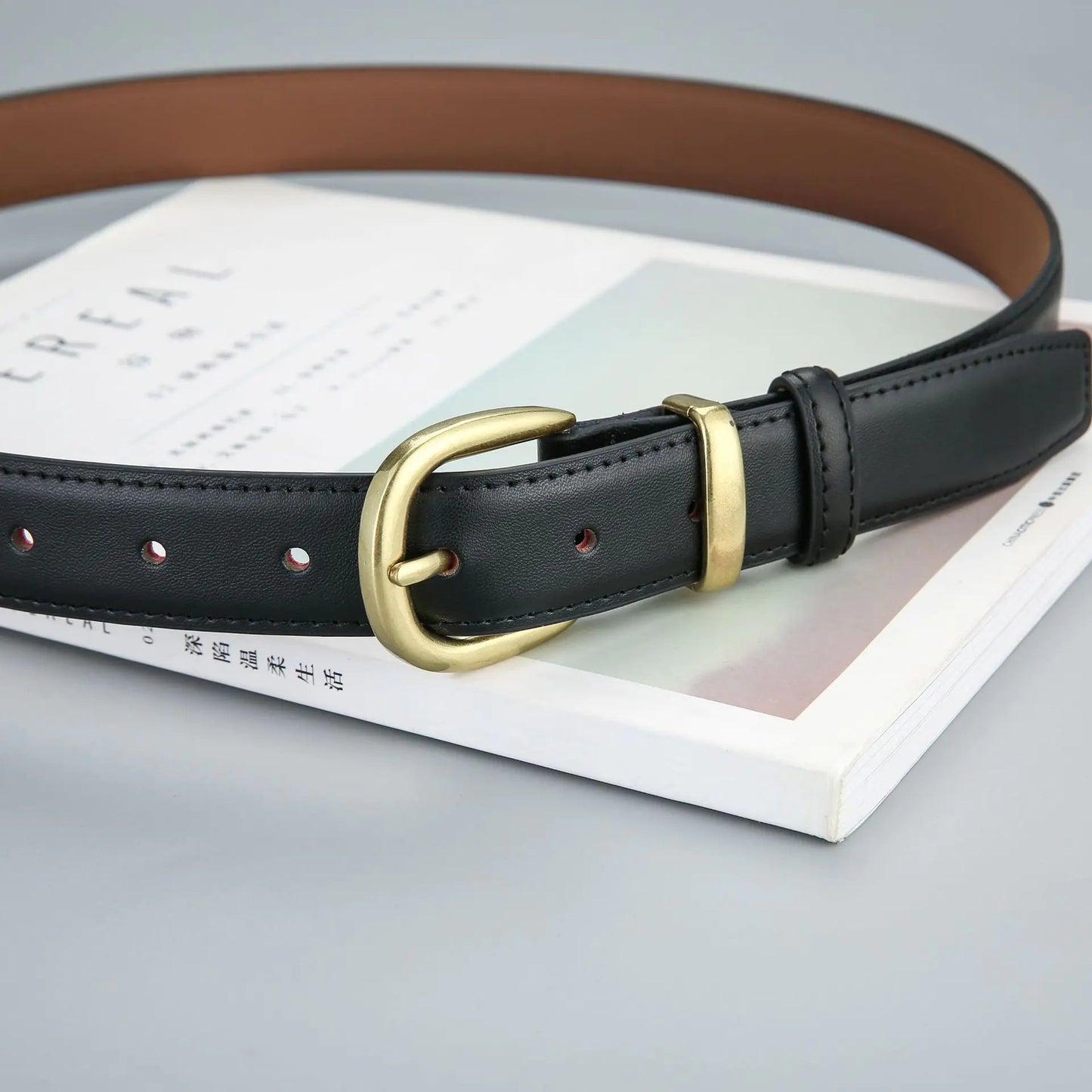 Ladies' Vintage Black Leather Belt for Jeans and Skirts - SensorySoftShop