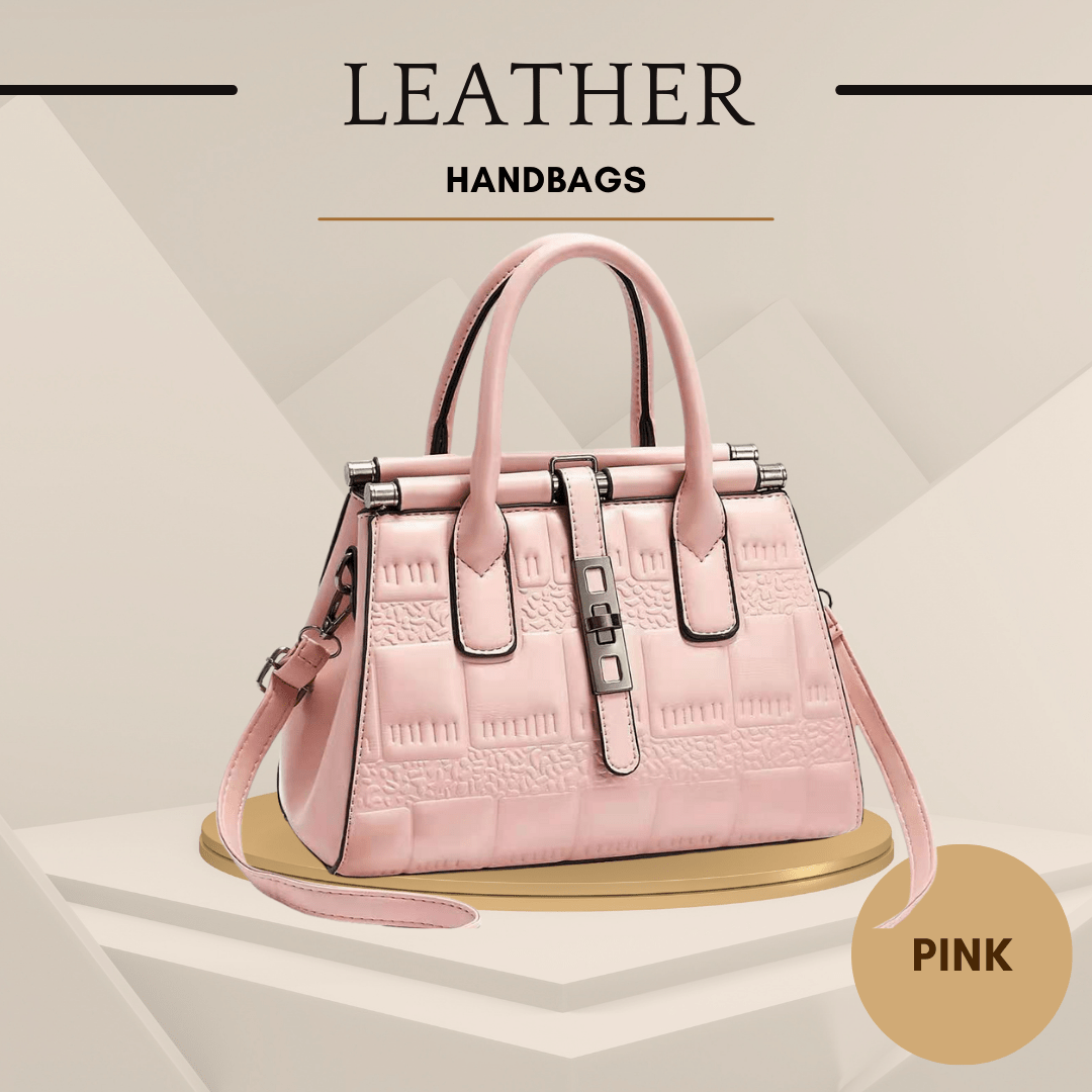 Leather Embossed Finish - Classic Business Handbags - Color Pink - SensorySoft