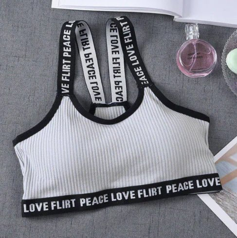 Lettered Ribbed Backless Bra for Young Women - SensorySoftShop