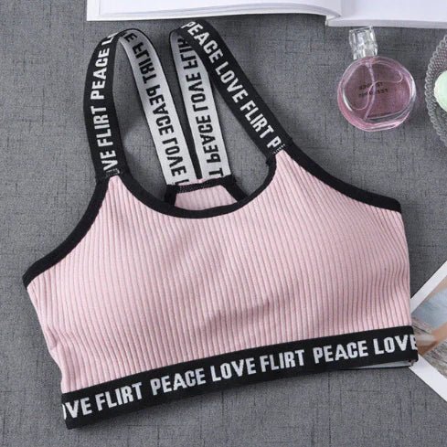 Lettered Ribbed Backless Bra for Young Women - SensorySoftShop