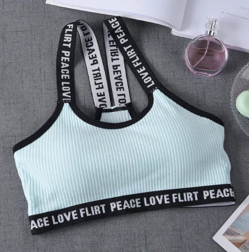 Lettered Ribbed Backless Bra for Young Women - SensorySoftShop