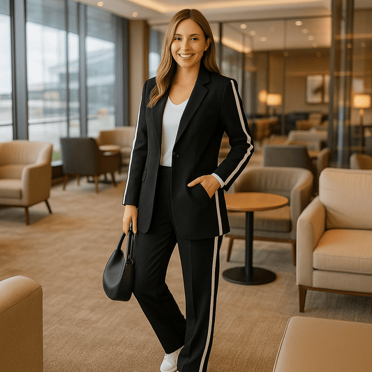 Long Sleeve Lapel Casual Suit - Traditional Black - SensorySoft
