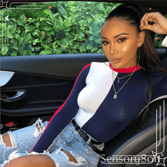Long Sleeve Patchwork Bodysuit - SensorySoft