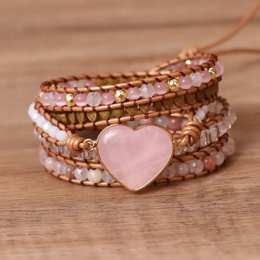 Love Pink Crystal Chip Braided Multi - layered Bracelet - SensorySoftShop