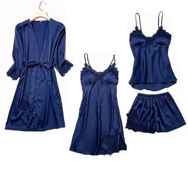 Luxuriate in Satin - 4 Piece Pajama Set - SensorySoftShop