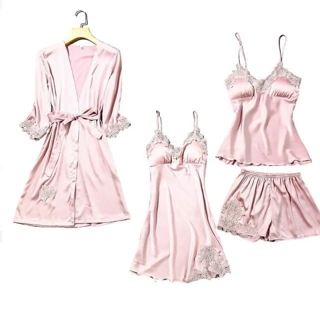 Luxuriate in Satin - 4 Piece Pajama Set - SensorySoftShop