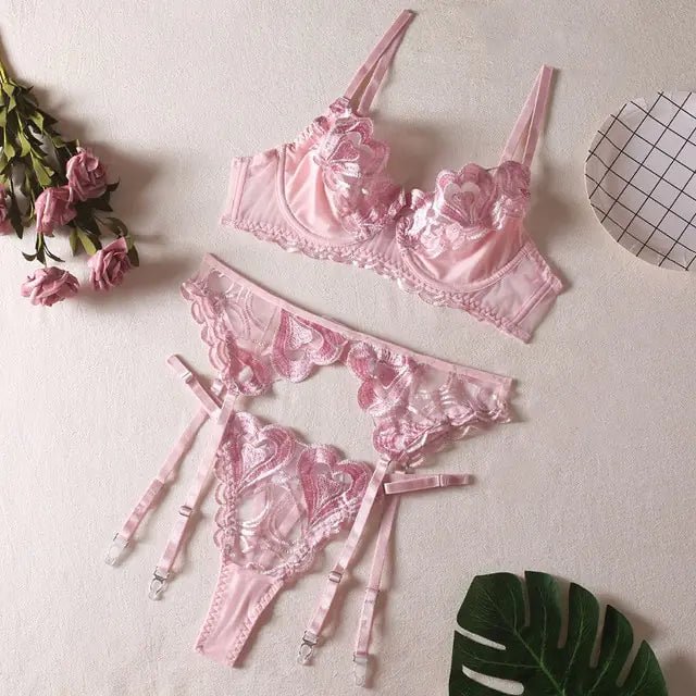 Luxury Comfort Heart Embroidered Underwear Set - SensorySoftShop