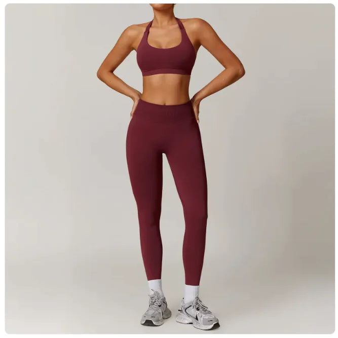 Seamless Backless Yoga Set – 2-Piece Bra & Leggings