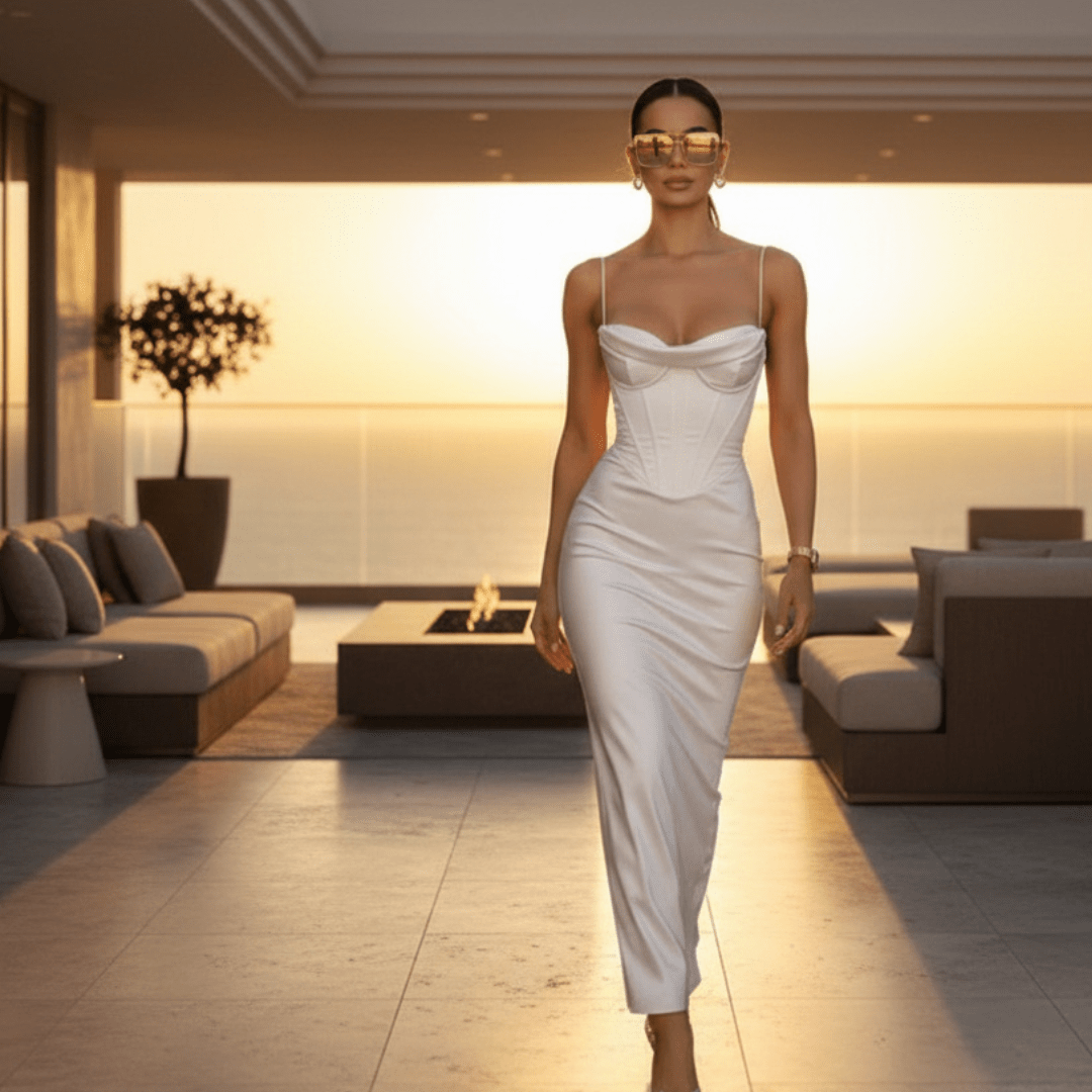 Summer Satin Maxi Bodycon Dress