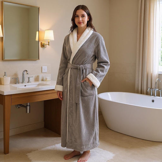 Men and Women's Winter Plus Size Coral Fleece Long Bathrobe - SensorySoft