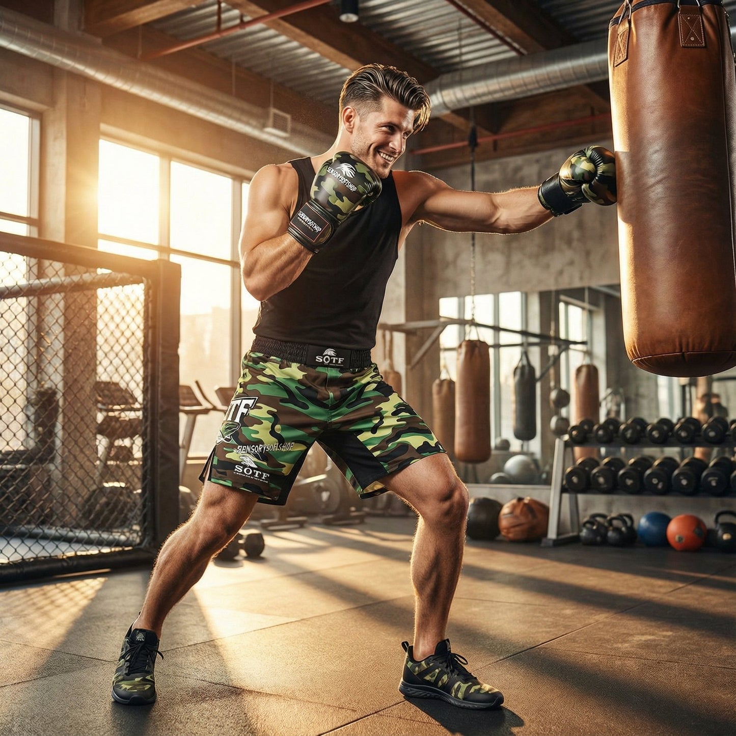 Men's Camouflage SOTF MMA Shorts for Boxing and Training - SensorySoftShop