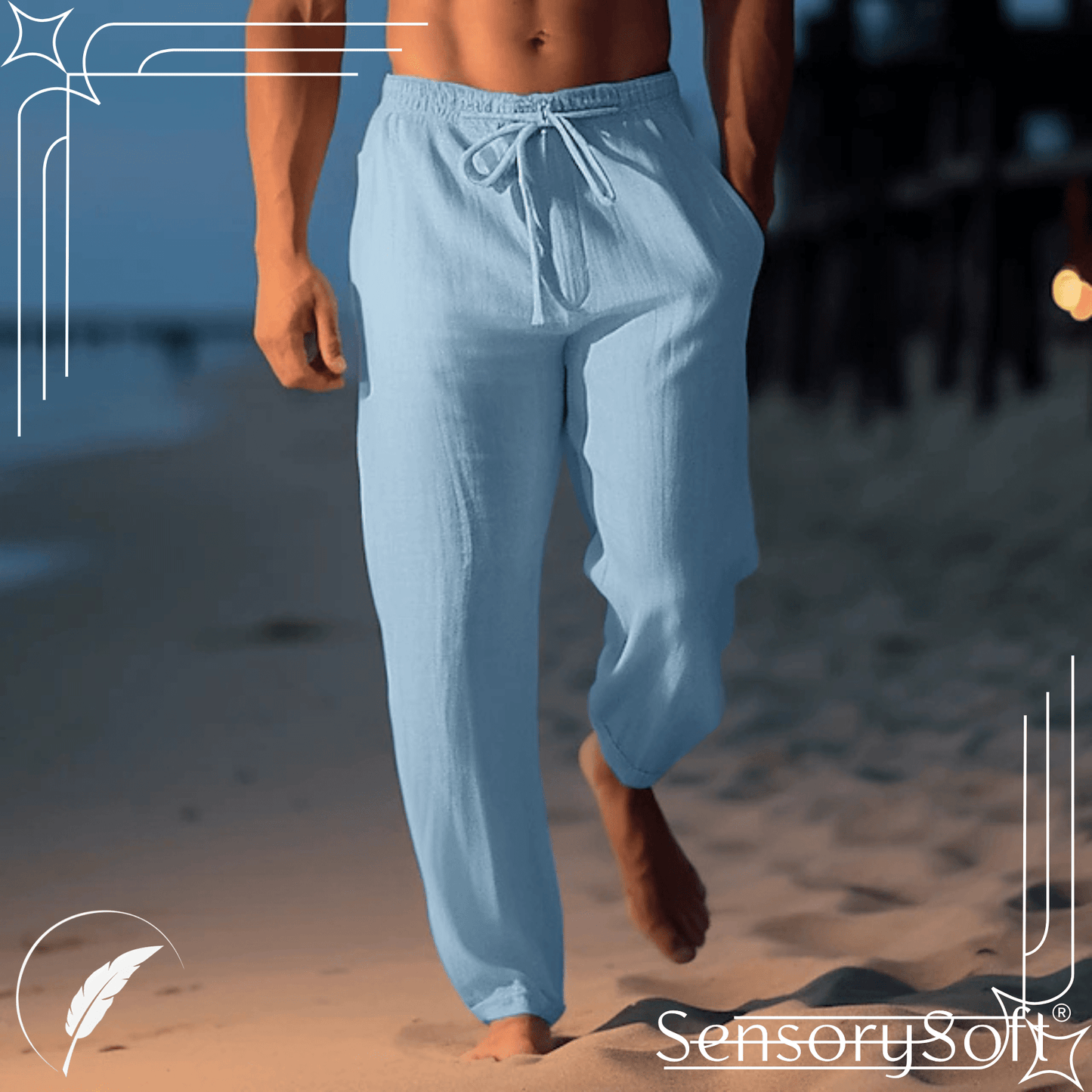 Men's Cotton Linen Long Pants - SensorySoftShop