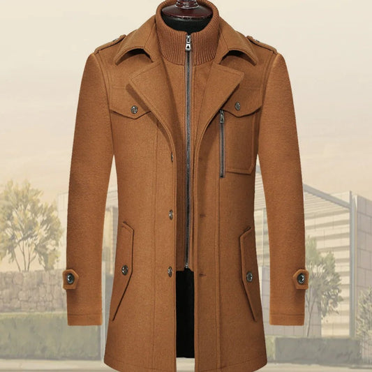 Men’s Double Collar Woolen Coat – Classic Warmth Meets Modern Style - SensorySoft