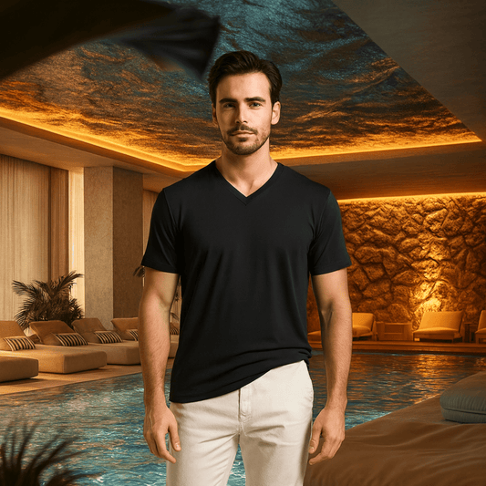 Men's Double - Sided Modal Short Sleeve V - Neck T-Shirts - SensorySoft