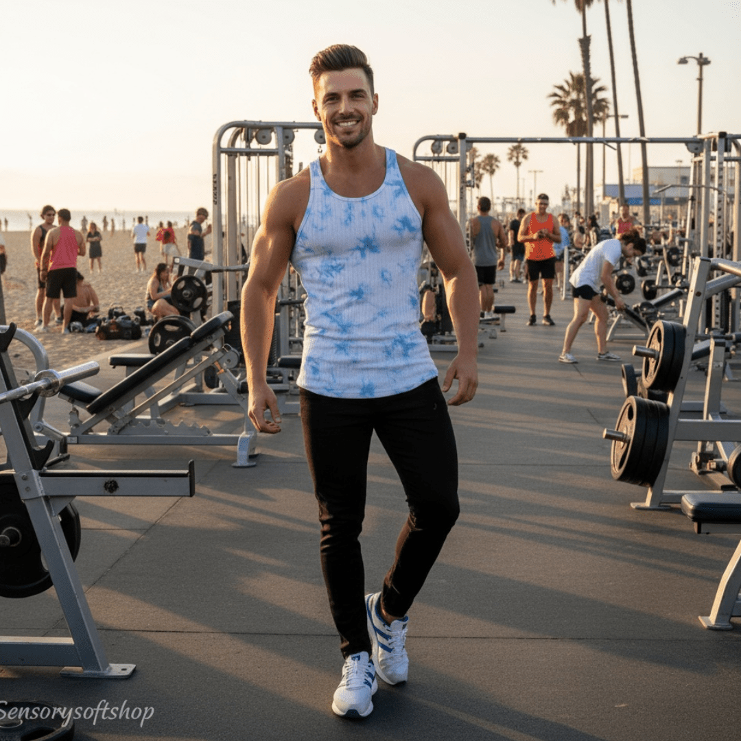 Men's Fitness Sleeveless Gym Vest Tank Top - SensorySoftShop