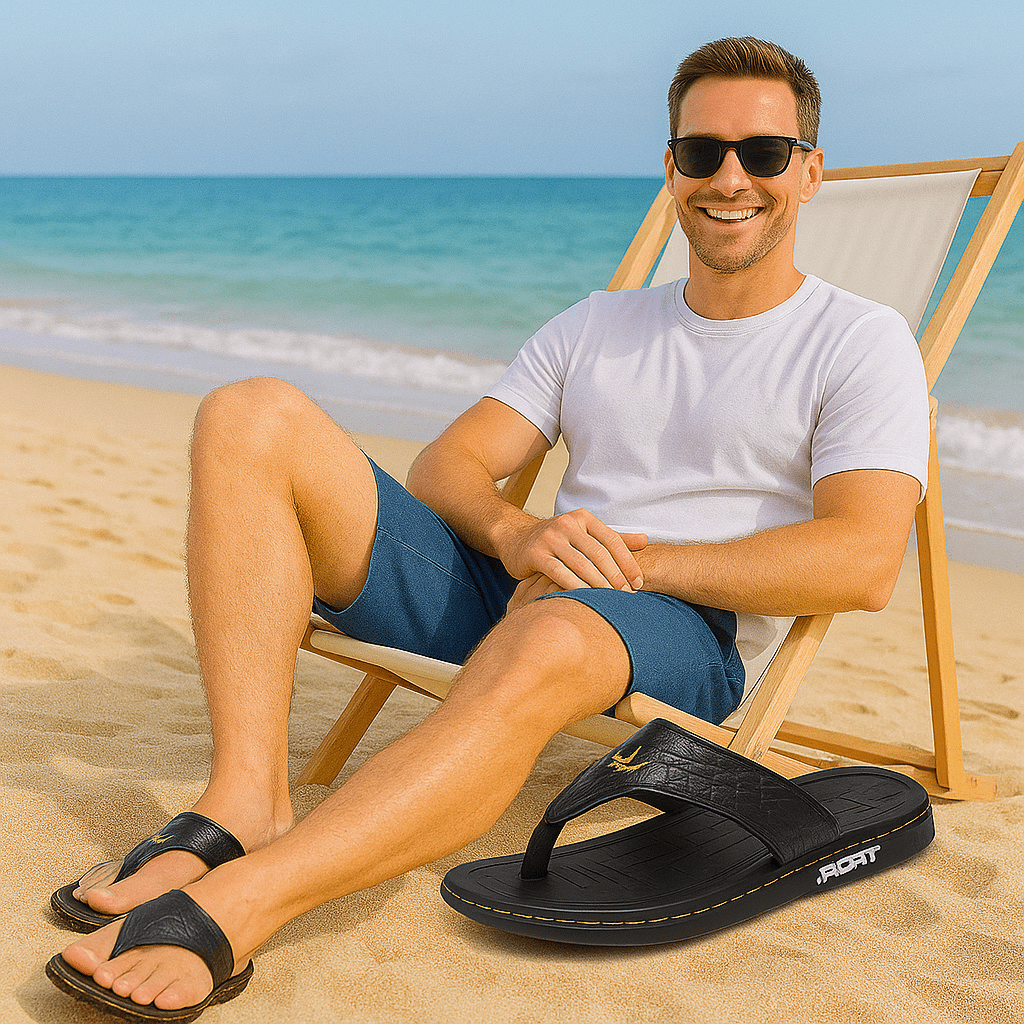 Men's Genuine Leather Crocodile Print Casual Sandals - SensorySoft