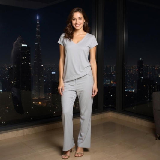 Modal Home Set - Basic Solid Color V - Neck Ensemble - SensorySoft