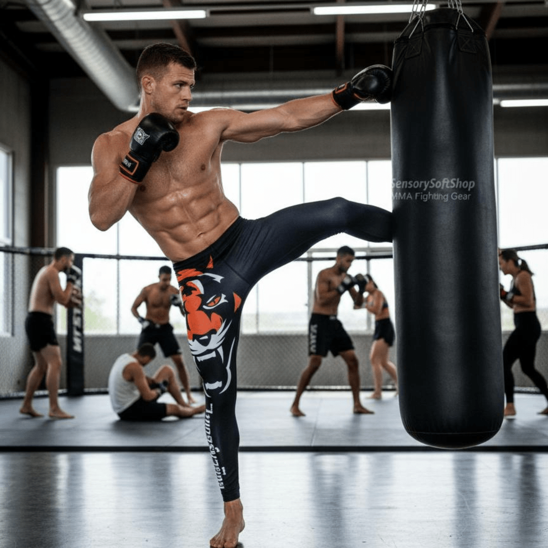Muay Thai Sanda Compression Leggings for Fighting - SensorySoftShop