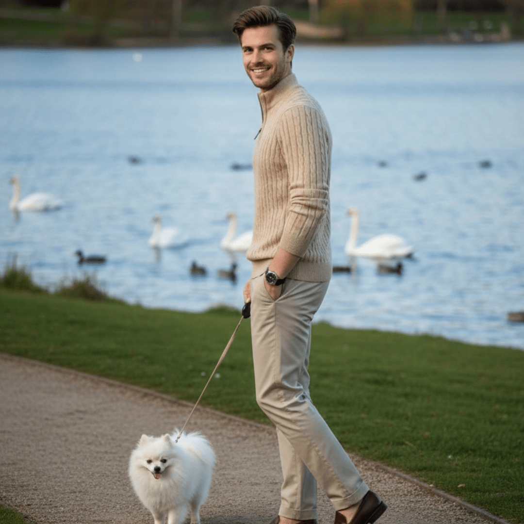 New Men's Solid Color Half Zipper Thick Sweater - SensorySoftShop