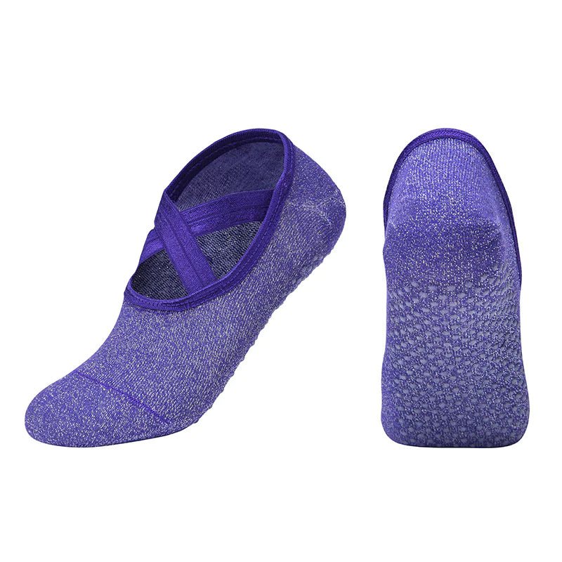 Non - Slip Cross Strap Yoga Socks - SensorySoft