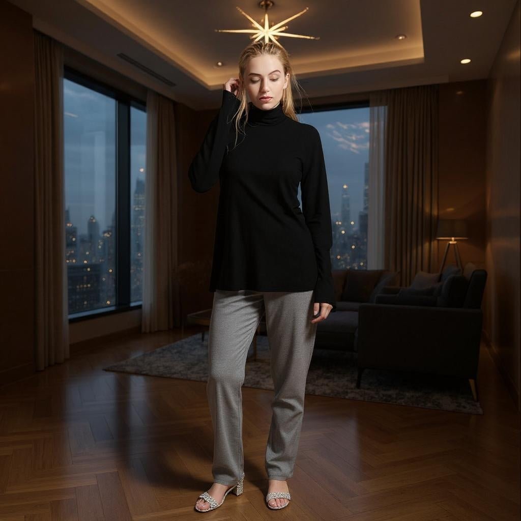 Oversize Women's Long Sleeve High Collar Modal T-shirt - SensorySoft