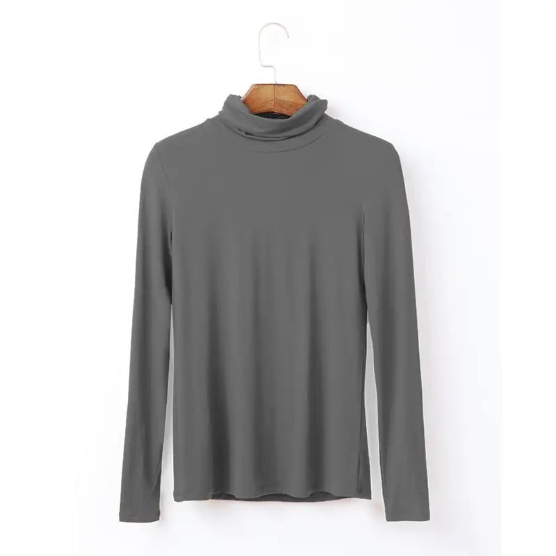 Oversize Women's Long Sleeve High Collar Modal T-shirt - SensorySoft