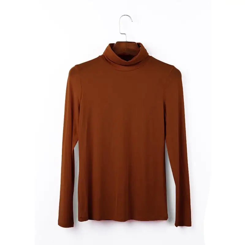 Oversize Women's Long Sleeve High Collar Modal T-shirt - SensorySoft