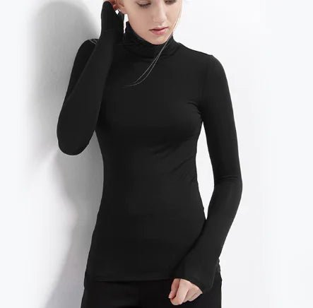 Oversize Women's Long Sleeve High Collar Modal T-shirt - SensorySoft