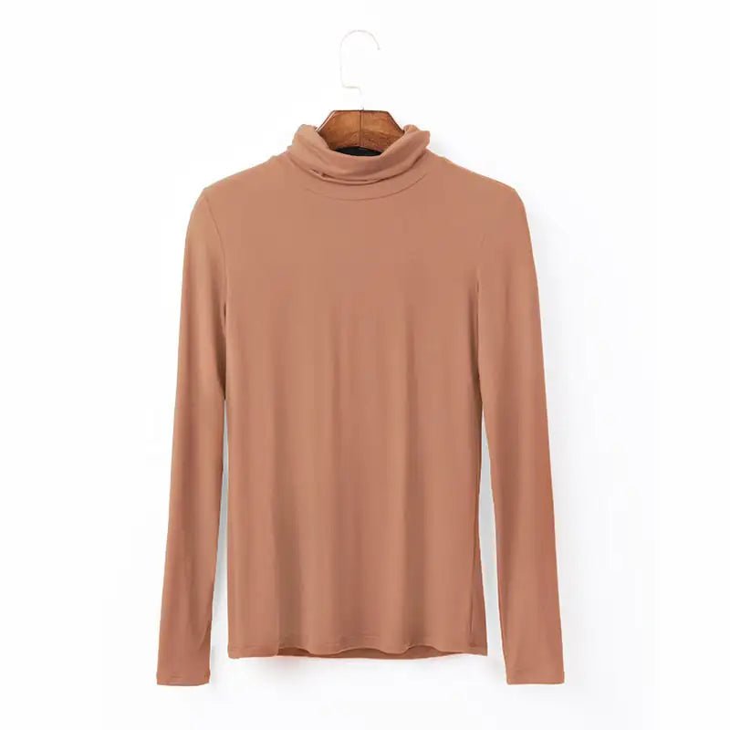 Oversize Women's Long Sleeve High Collar Modal T-shirt - SensorySoft