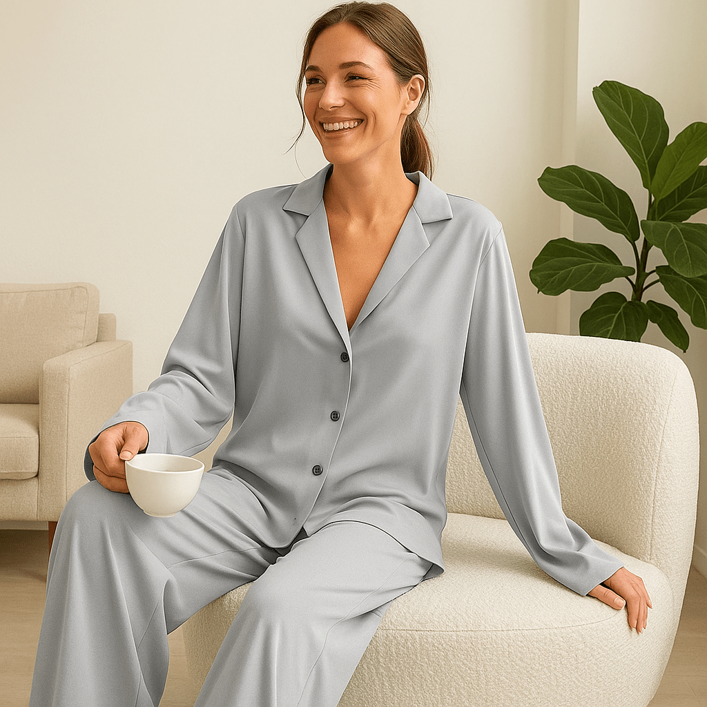 Oversized Silky Satin Lounge to Brunch Leisure Wear Set - SensorySoftShop