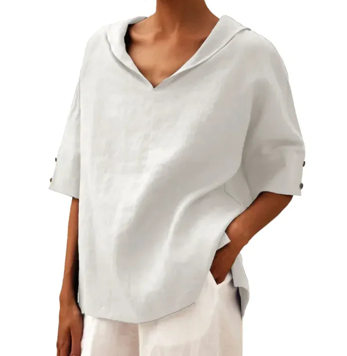 Women's Loose Cotton and Linen Shirt